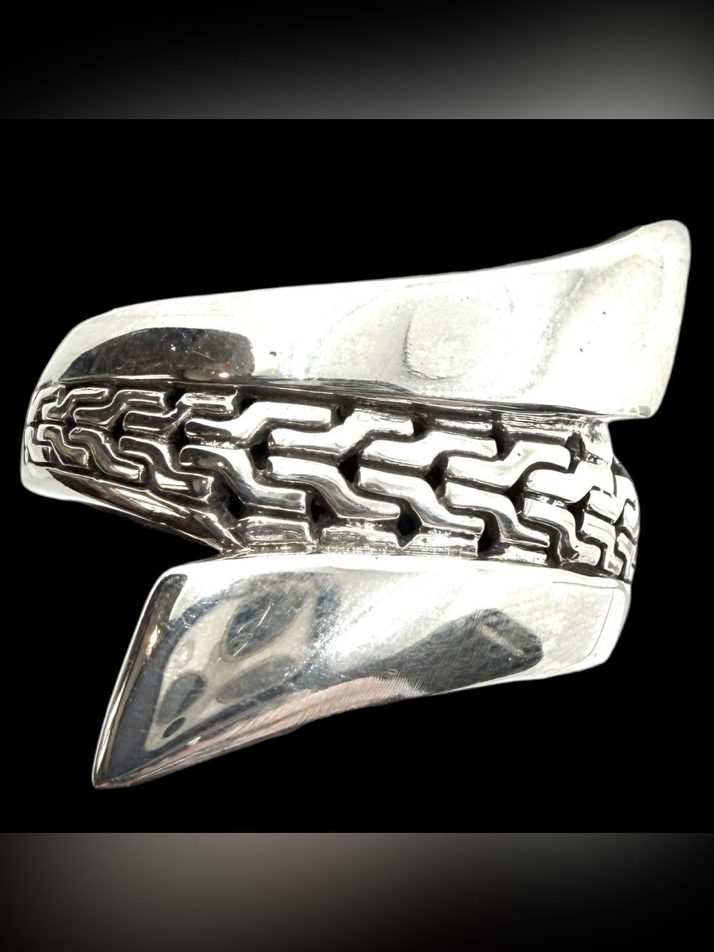 NWT Sz 12 Sarda Bali Sterling Silver Bypass Ring Artisan “He Breaks The Chains”